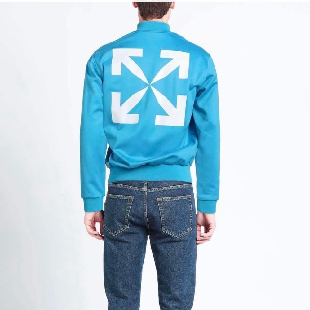 Off-White Man Vibrant Blue Bomber Jacket